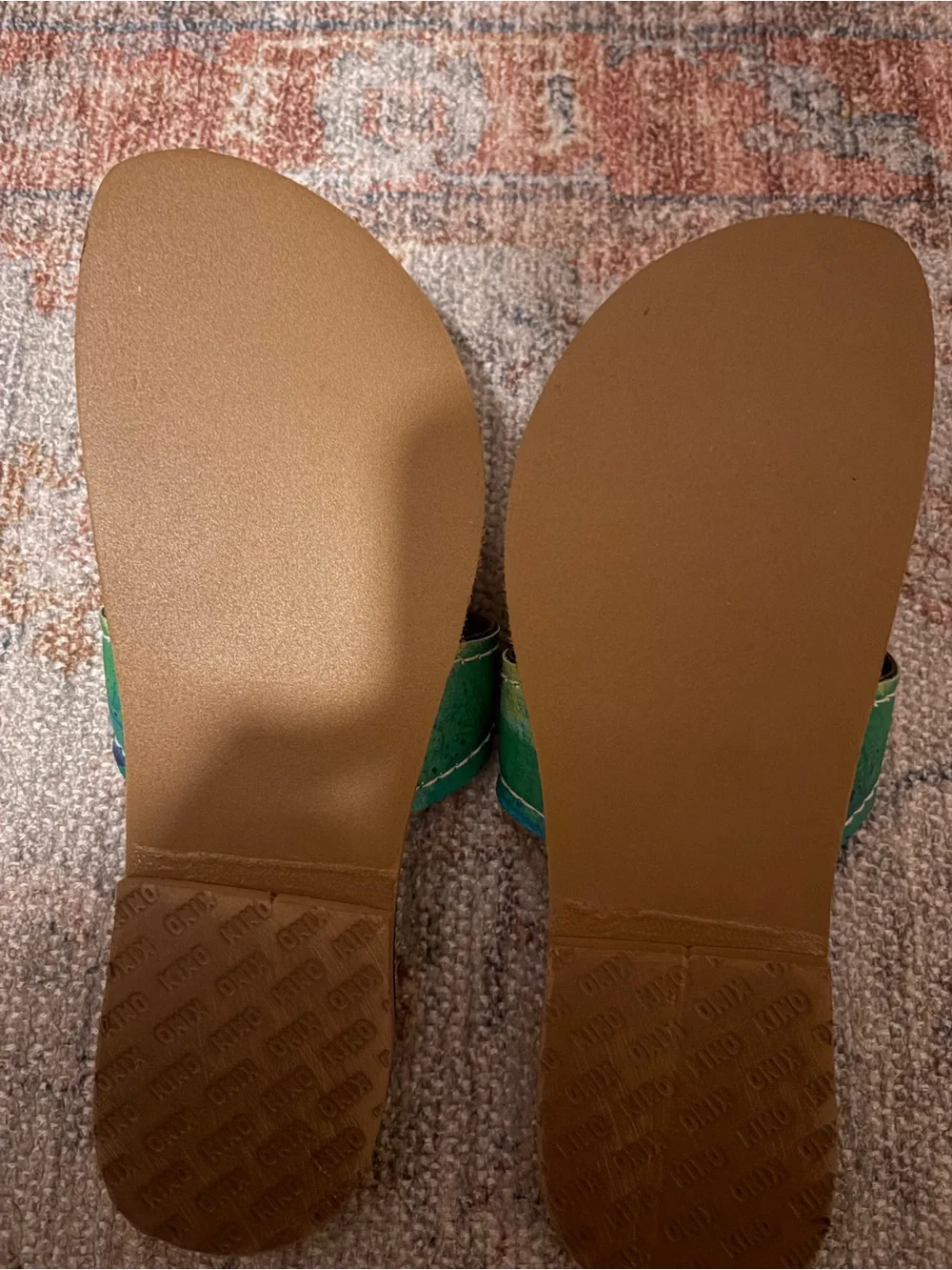 Kino  Navy Sandals with Green Accent - Size 8